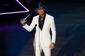Tim McGraw accepts the ACM Icon Award onstage at the 16th Annual Academy of Country Music Honors at Ryman Auditorium on August 23, 2023 in Nashville, Tennessee.