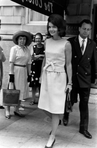 Jacqueline Kennedy leaving The Colony restaurant in New York on June 28, 1965.
